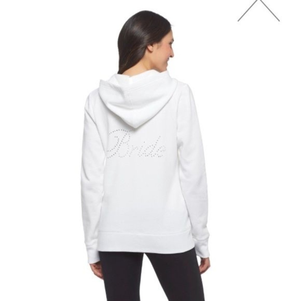 NWT: Bride zip-up hoodie in white